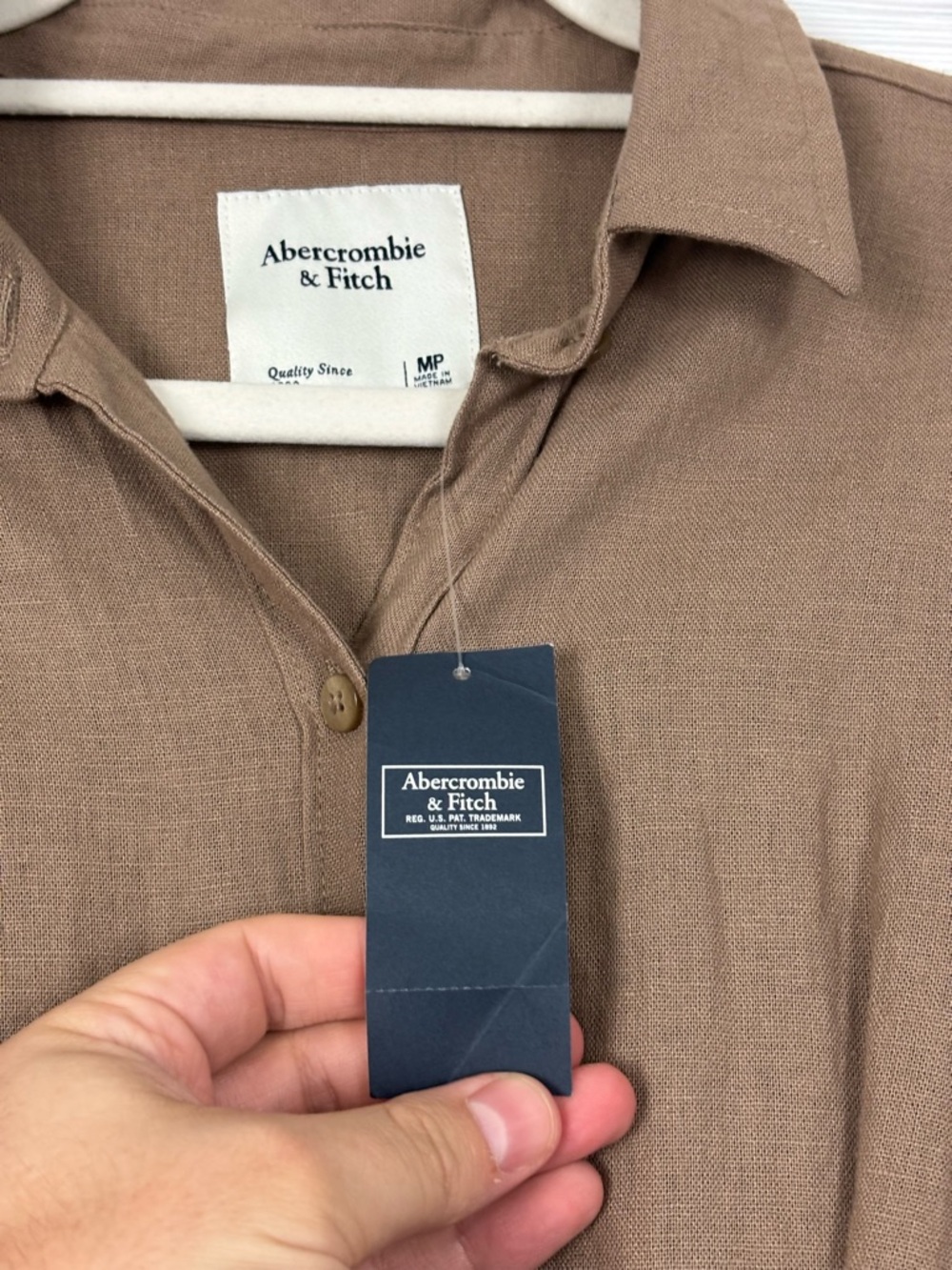 Abercrombie & Fitch Linen Blend Mini Dress Button Down NWT Size Medium Petite - Picture 6 of 10
